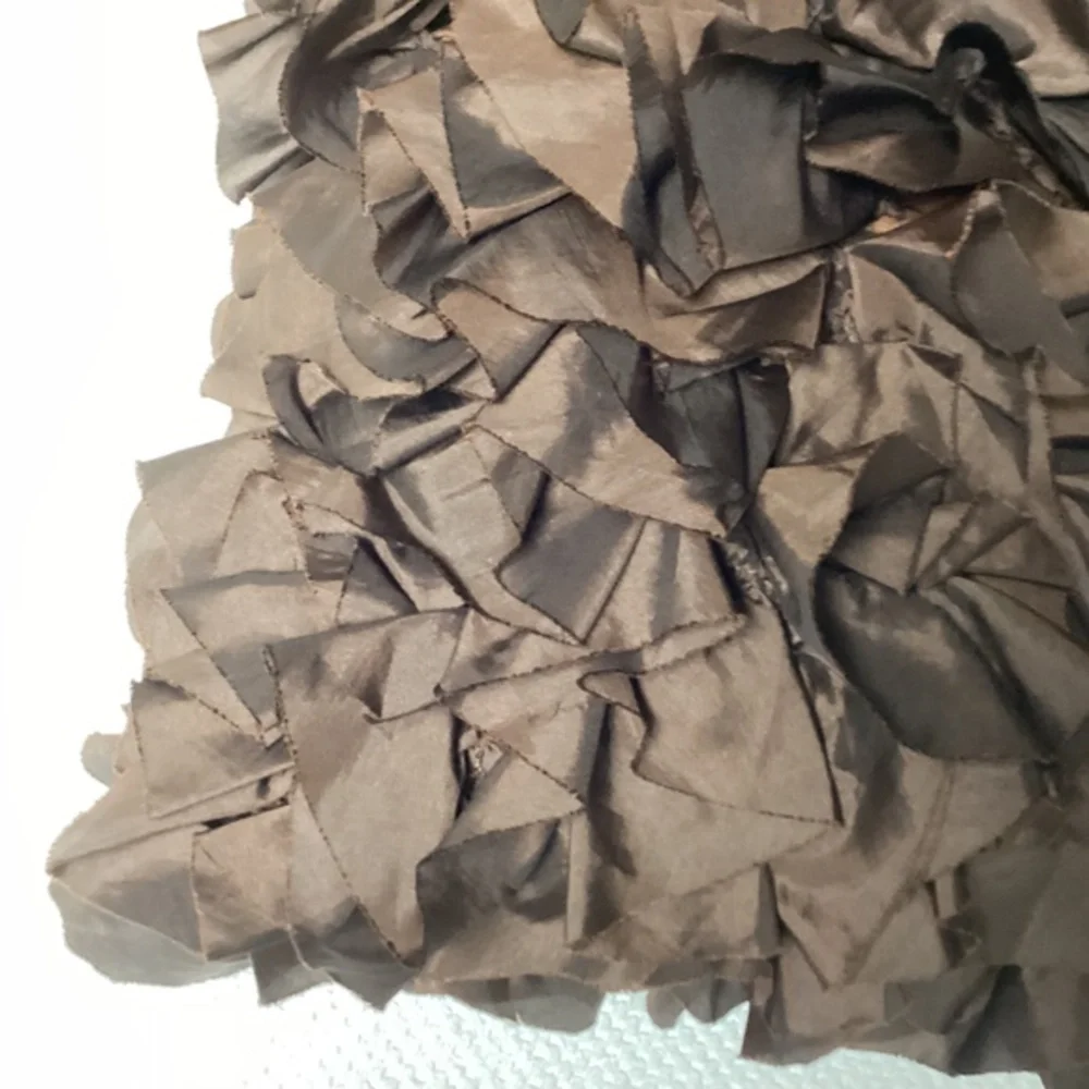 Pier One Brown Ruffle Throw Pillow Shabby Chic‎ Boho Modern 17 x 17